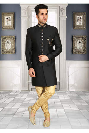 Black Color Designer Indo Western Sherwani